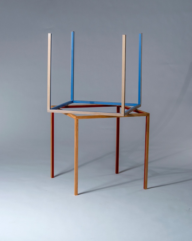 Hafu, Table, metal, steel, wood, thin, glass, strength, material, combination